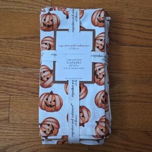 Cupcakes & Cashmere Orange Pumpkin Napkins Set Of 6 NEW